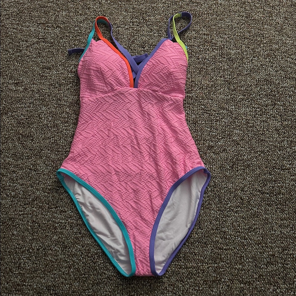 Popvil Women's Pink and Purple One Piece Swimsuit